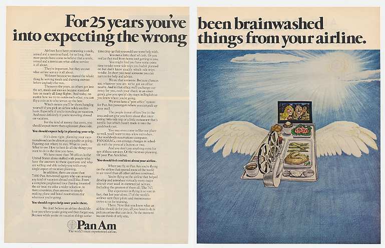 A 1972 ad promoting the depth of Pan Am's experience & world wide network.
